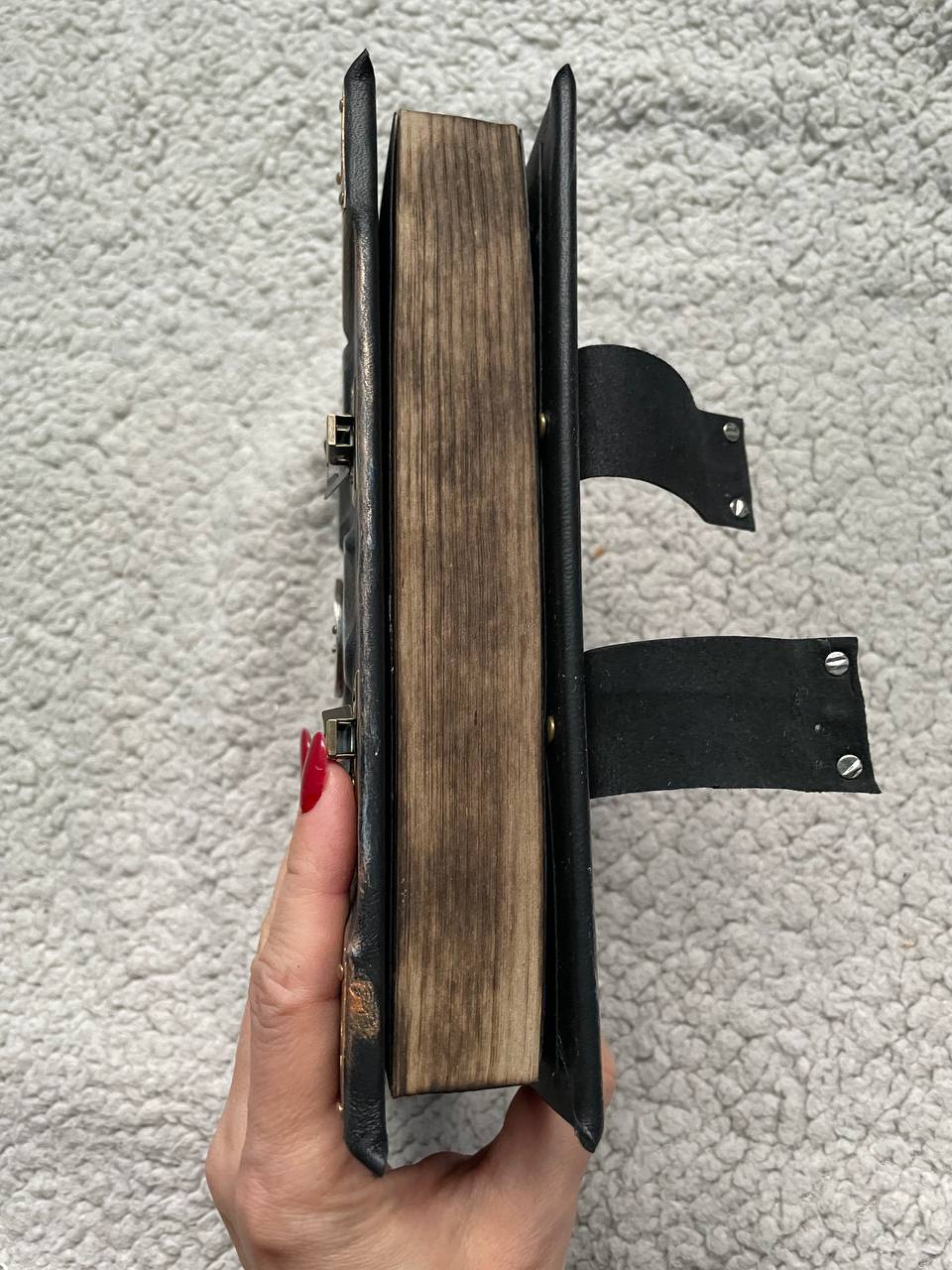 Moon Phases Leather Grimoire – Handmade Book of Shadows Inspired by Gothic Fantasy