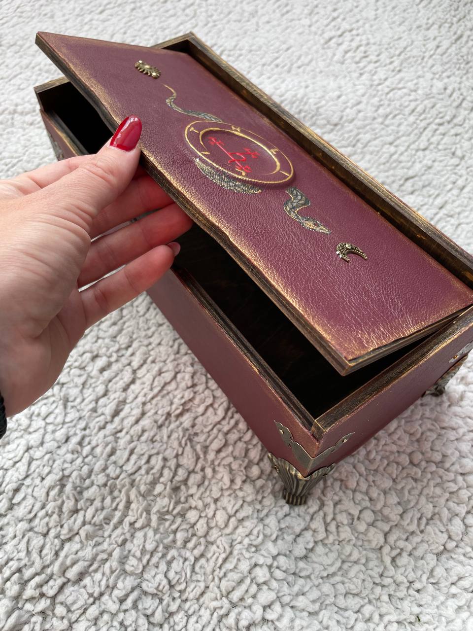 Lilith Grimoire Box - Handmade Leather Gothic Keepsake Box with Snake