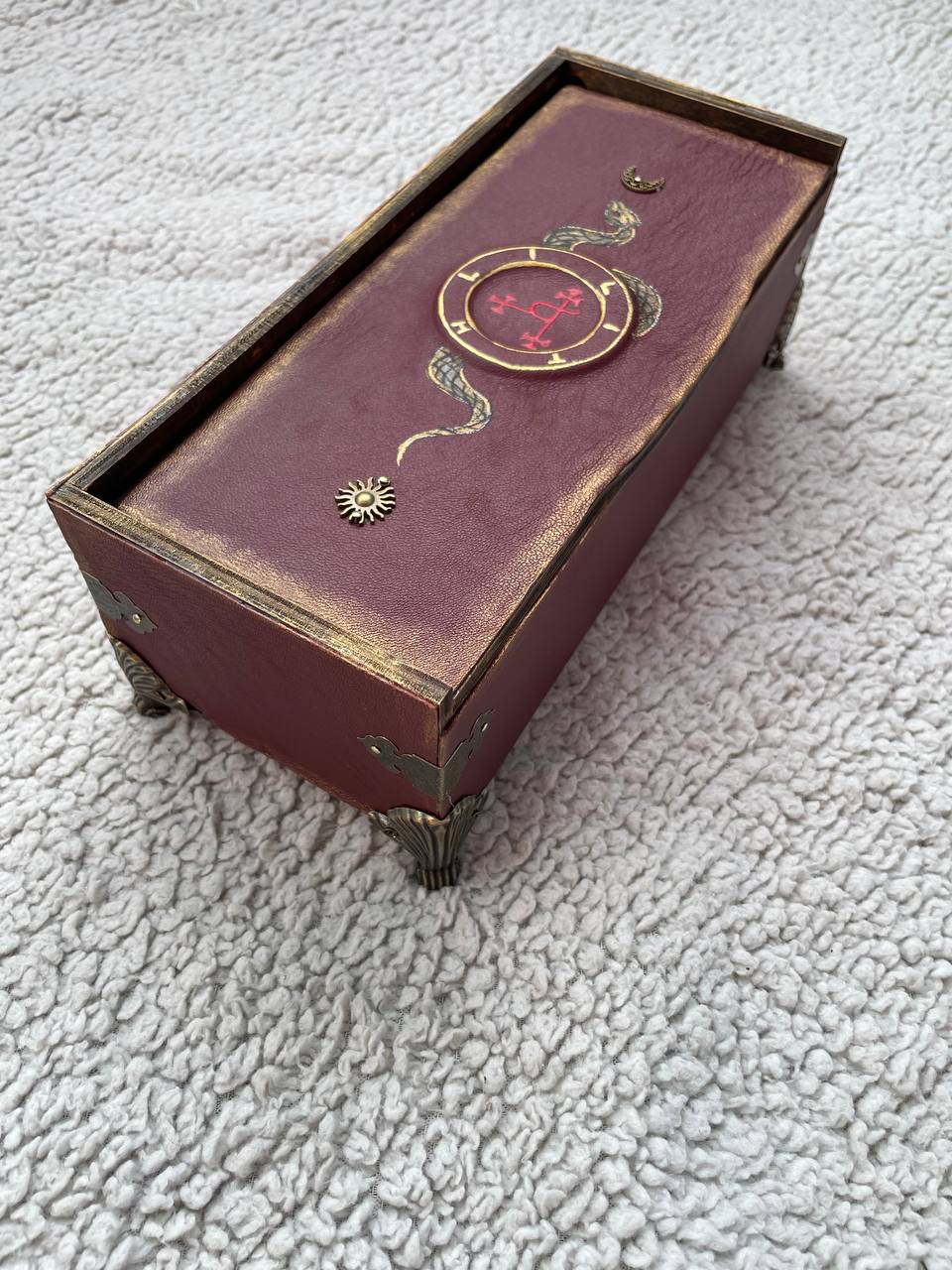 Lilith Grimoire Box - Handmade Leather Gothic Keepsake Box with Snake