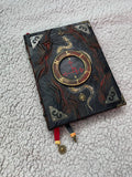 Handmade Black Leather Grimoire with Lilith Sigil & Hand-Painted Snake
