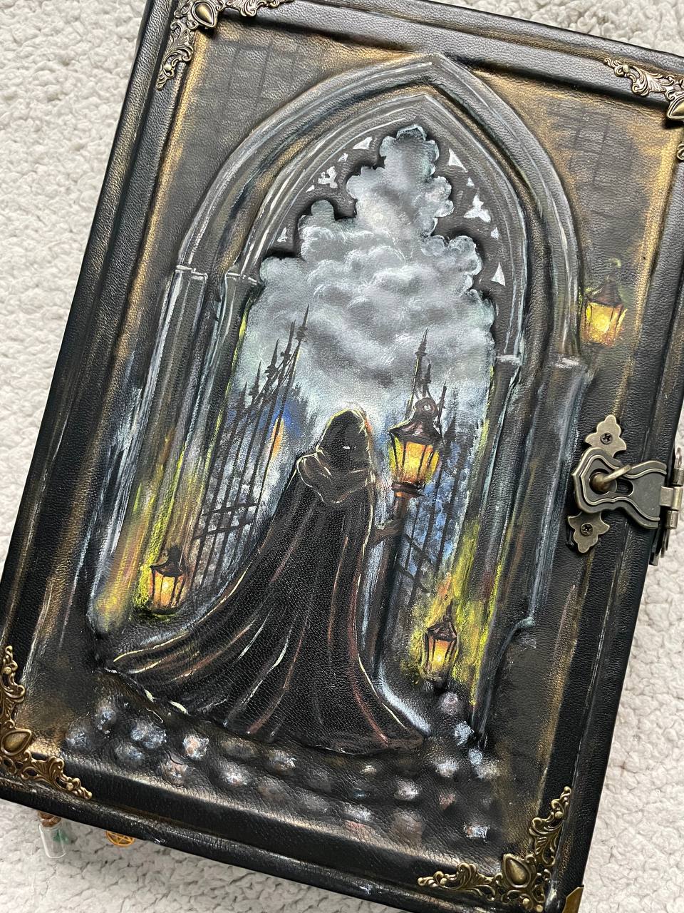 Gothic Fantasy Leather Grimoire - A4 Handmade Book of Shadows
