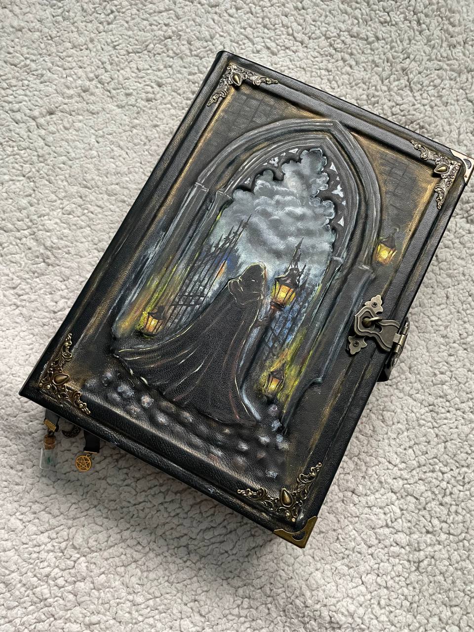 Gothic Fantasy Leather Grimoire - A4 Handmade Book of Shadows