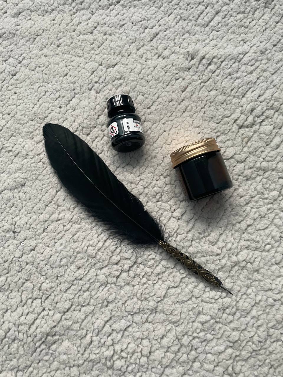 Black Goose Feather Quill Pen – Magical Writing Tool for Witchcraft & Grimoires