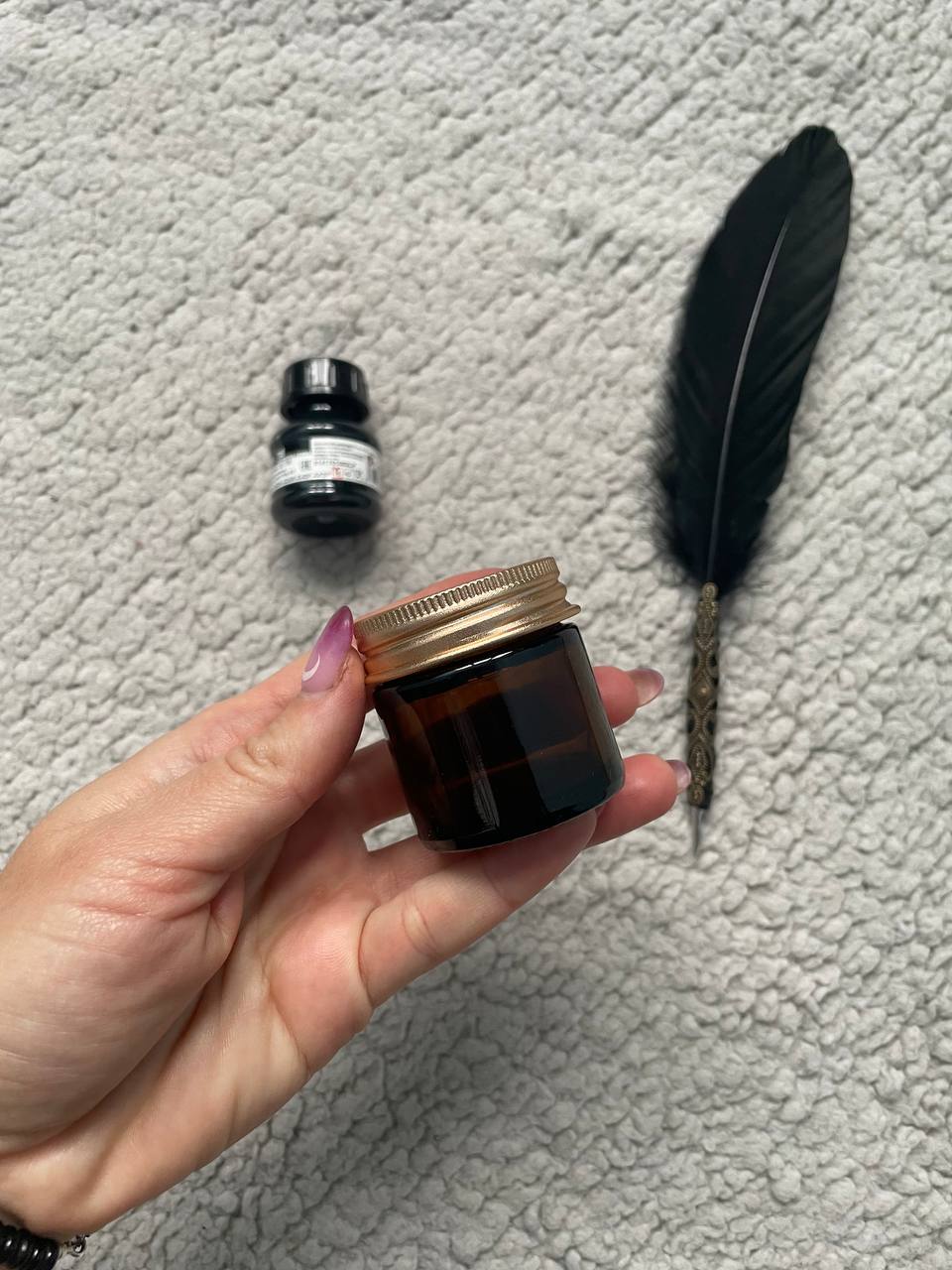 Black Goose Feather Quill Pen – Magical Writing Tool for Witchcraft & Grimoires