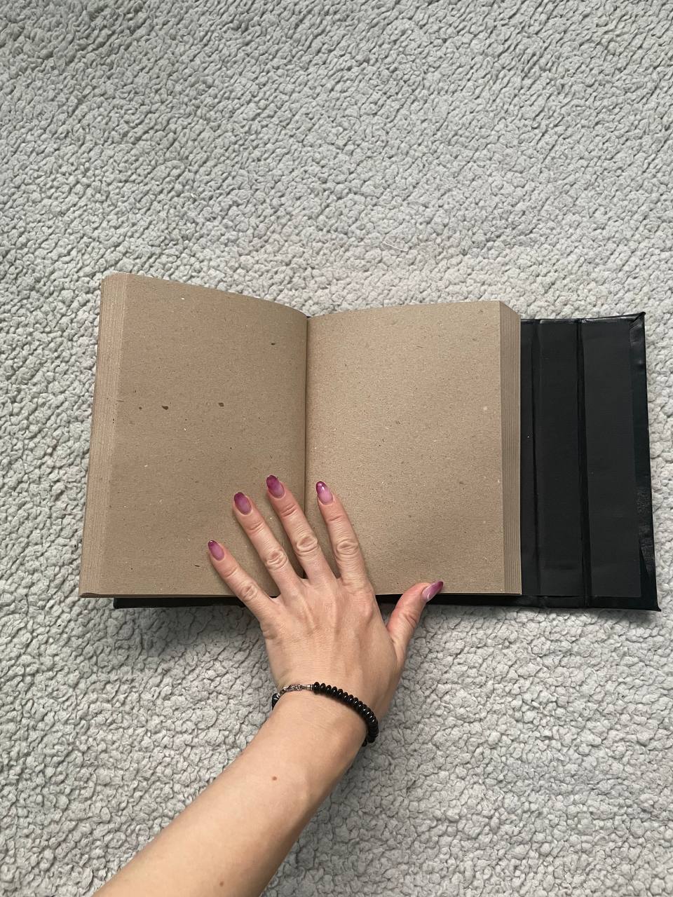 Black Leather Book of Shadows, Handmade Witch Journal, Triple Moon Grimoire, Lilac Fern Gothic Notebook, Wiccan Gift