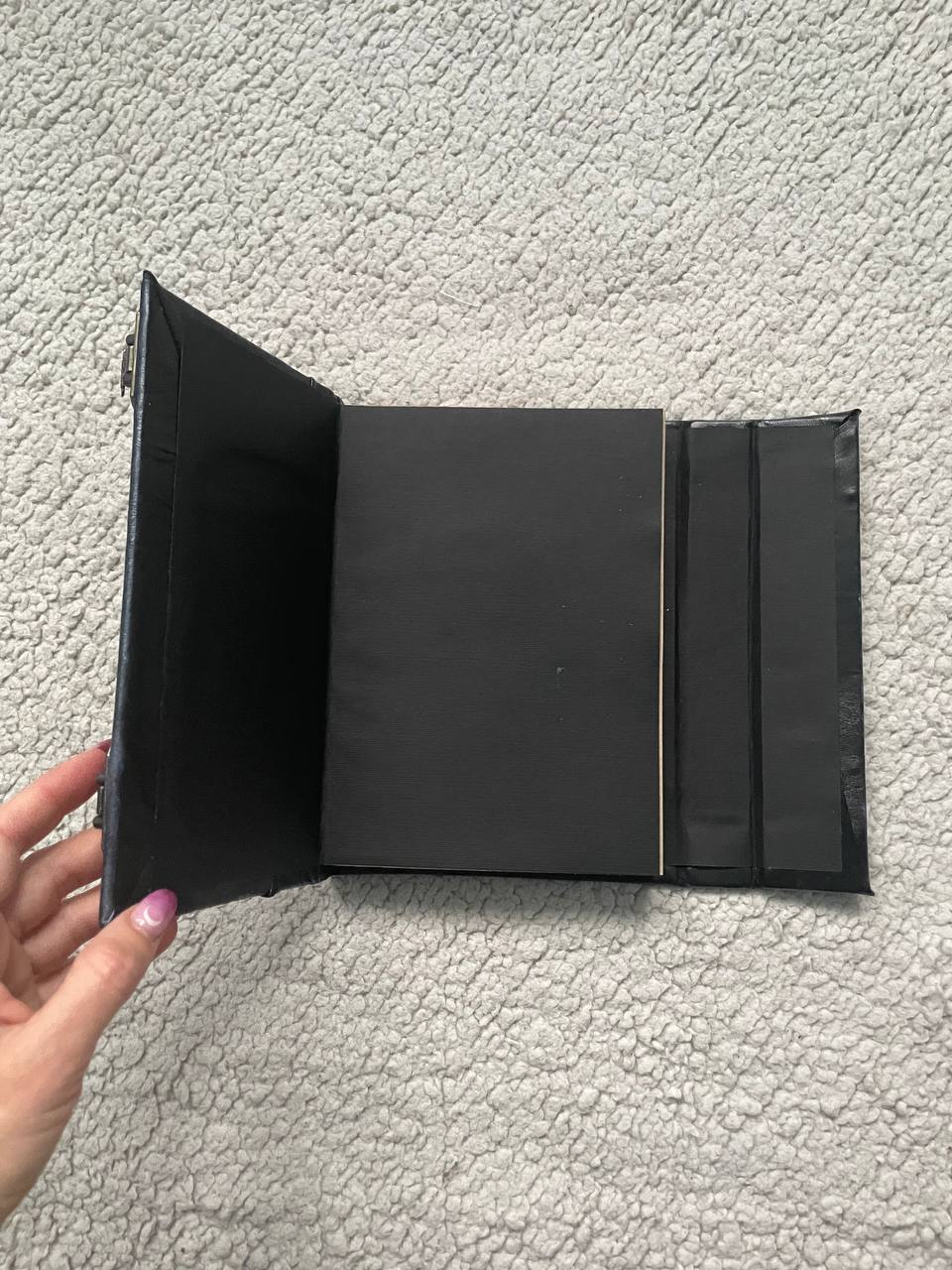 Black Leather Book of Shadows, Handmade Witch Journal, Triple Moon Grimoire, Lilac Fern Gothic Notebook, Wiccan Gift