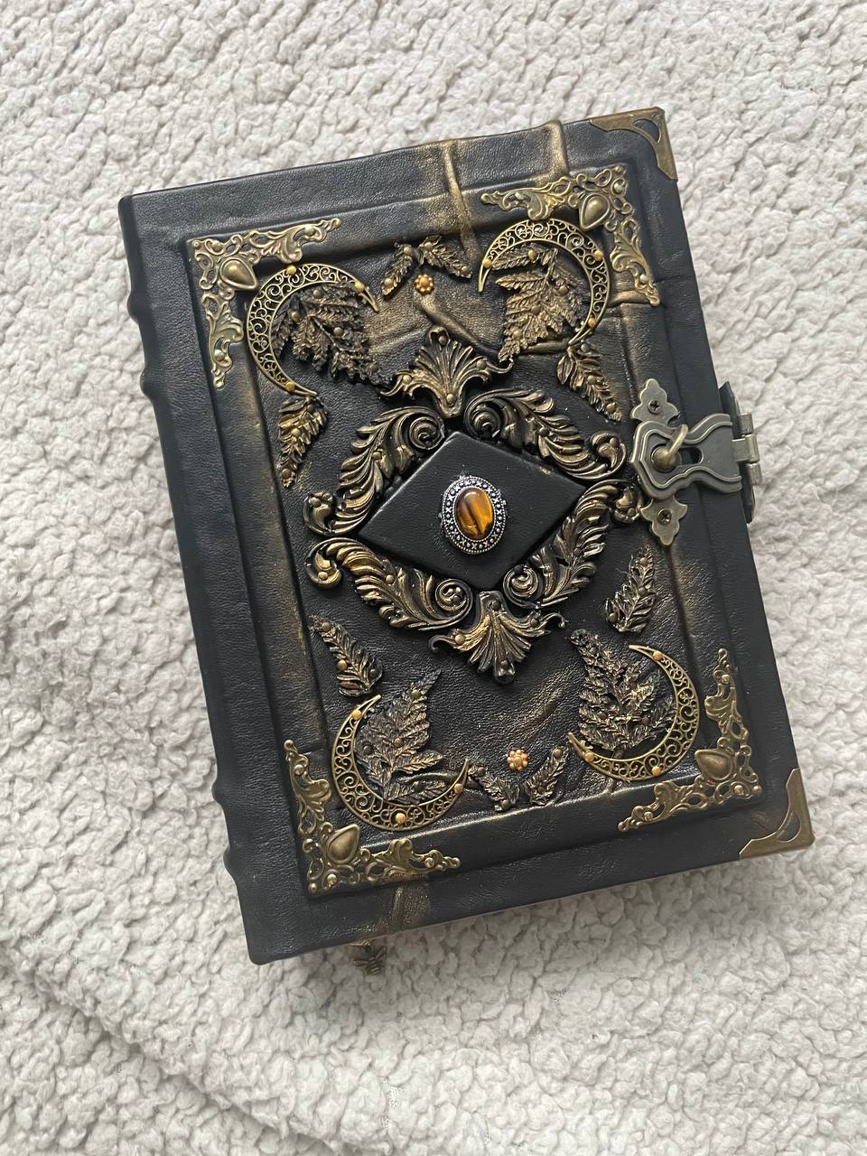 Pentacle Book of Shadows, Triple Moon Witch Journal, Gothic Grimoire Occult Notebook, Handmade Spell Book