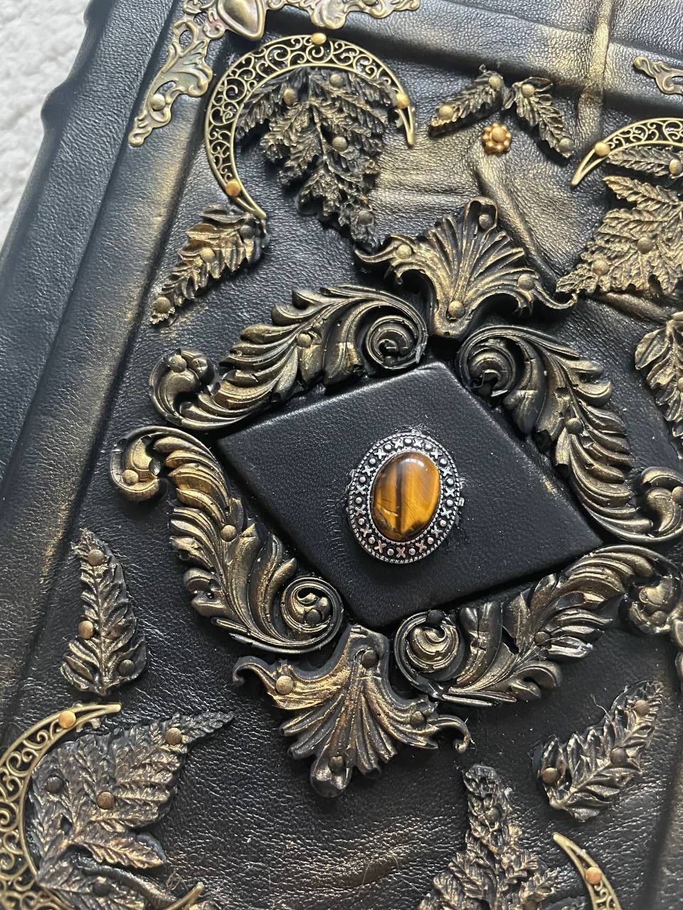 Pentacle Book of Shadows, Triple Moon Witch Journal, Gothic Grimoire Occult Notebook, Handmade Spell Book