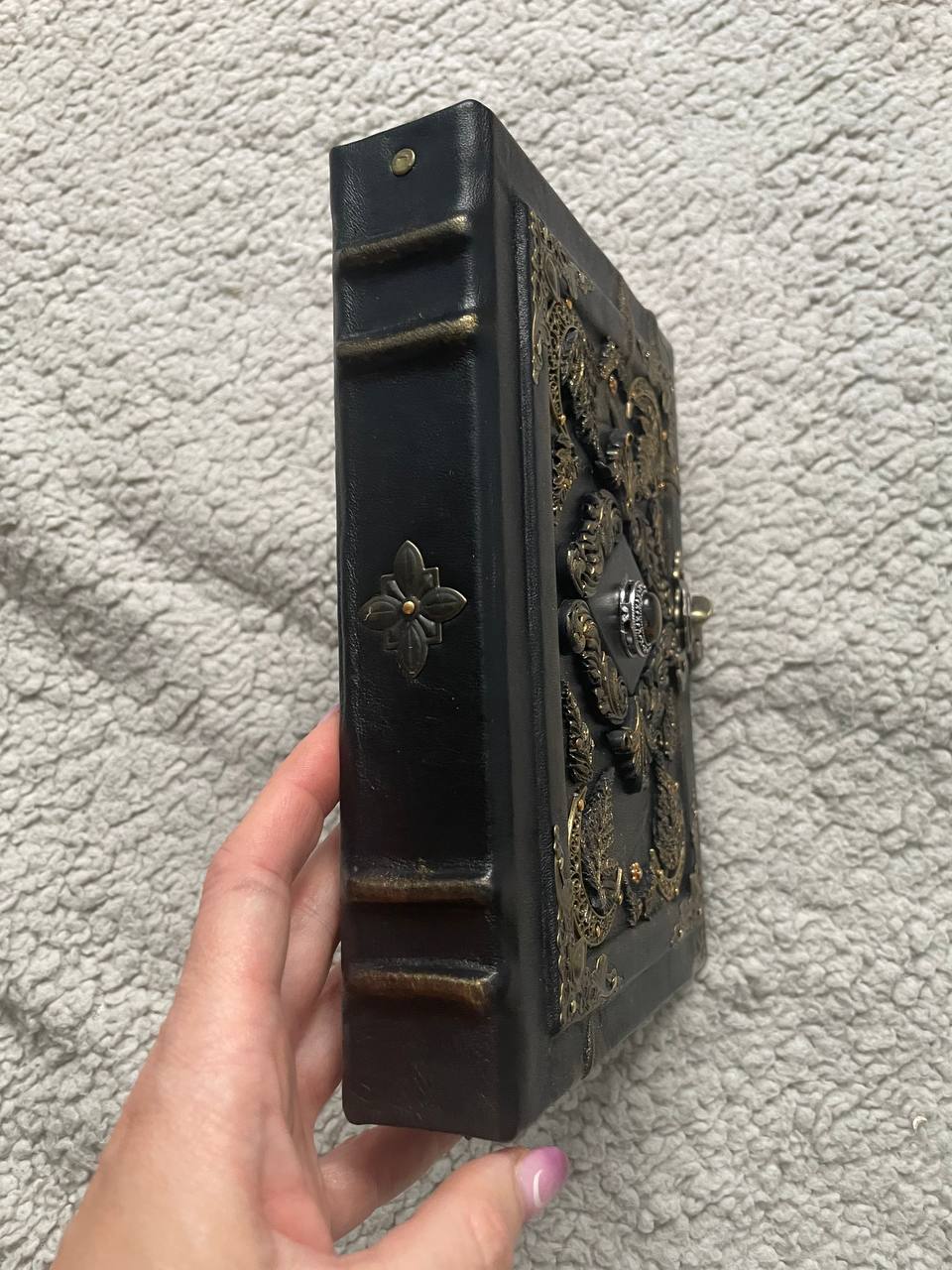 Pentacle Book of Shadows, Triple Moon Witch Journal, Gothic Grimoire Occult Notebook, Handmade Spell Book