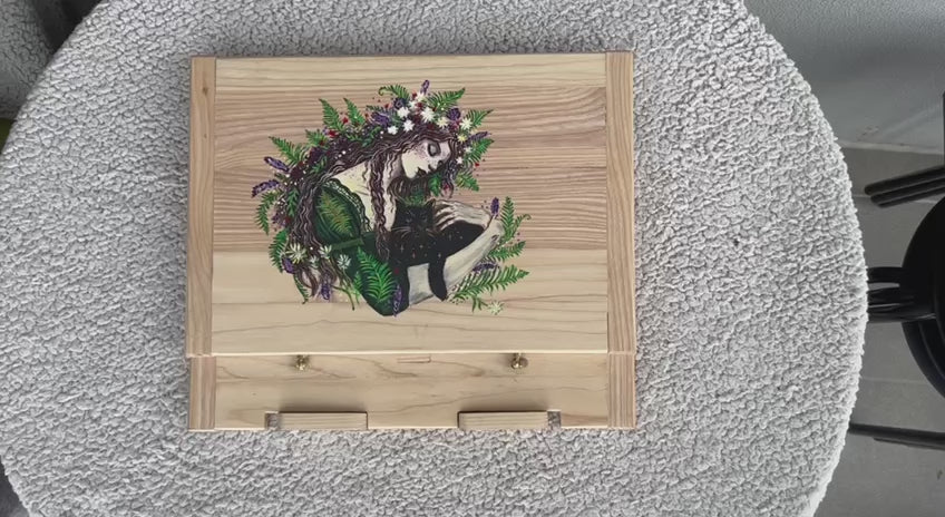 Natural Ash Wood Grimoire Stand – Adjustable & Handmade