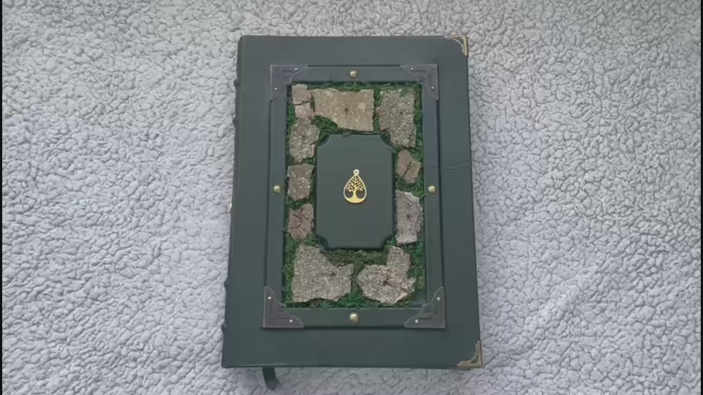 Deep Forest Grimoire - Handmade Leather Spellbook • Tree of Life Journal • Nature-Inspired Witchcraft Book