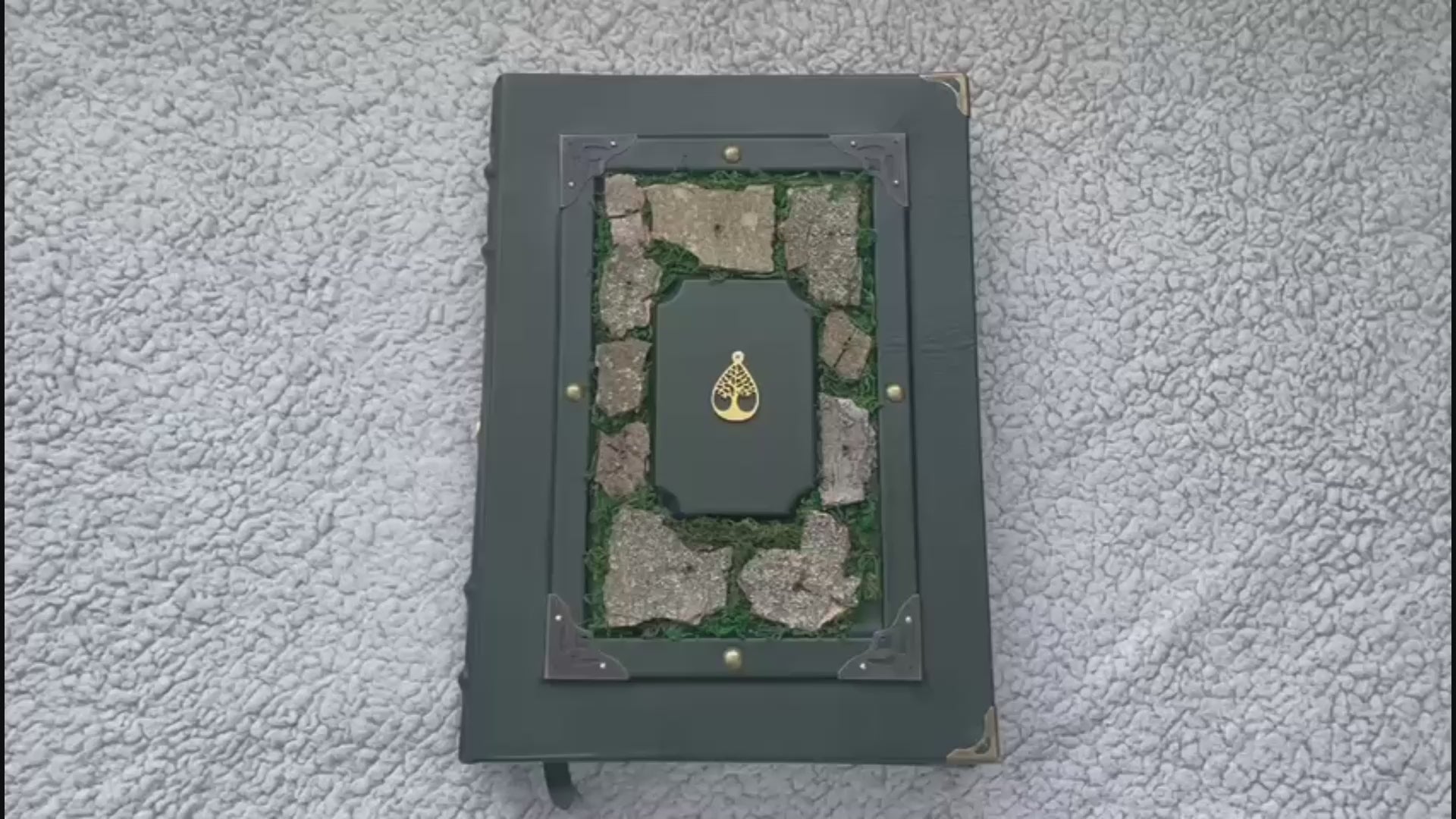 Deep Forest Grimoire - Handmade Leather Spellbook • Tree of Life Journal • Nature-Inspired Witchcraft Book