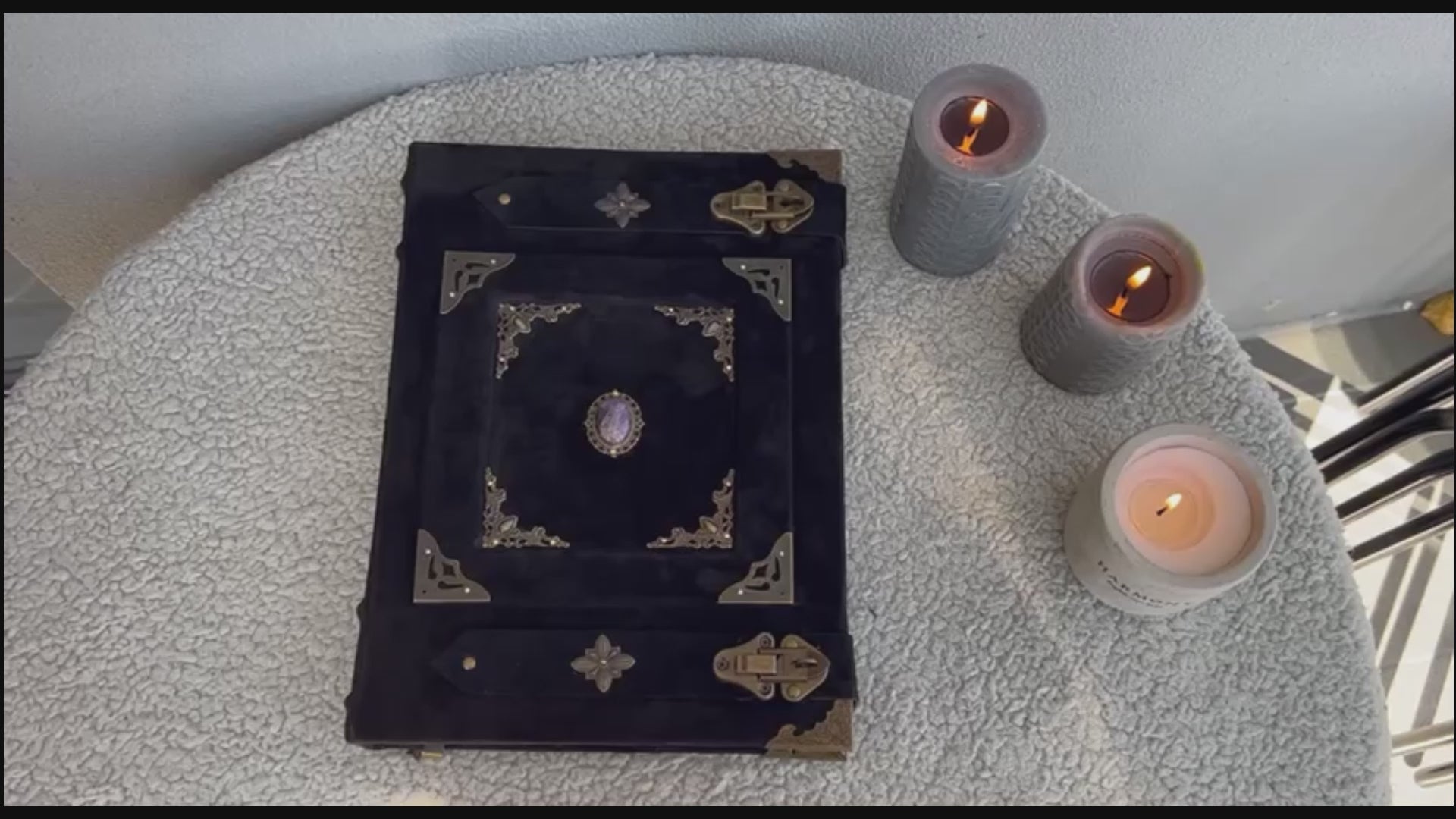 Elite Medieval Grimoire • A4 Handmade Leather Book of Shadows • Amethyst Witchcraft Journal