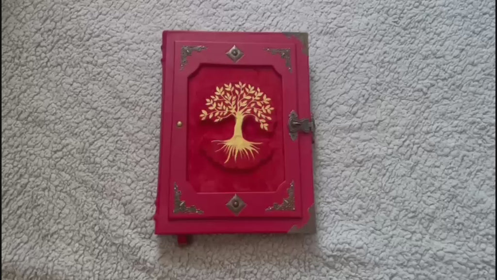Red Leather Tree of Life Grimoire: Family Book of Shadows