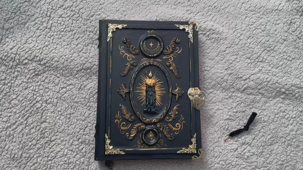 Handmade A4 Grimoire with Kraft Pages – Gothic Vintage Journal with Lock