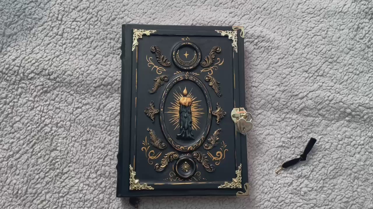 Handmade A4 Grimoire with Kraft Pages – Gothic Vintage Journal with Lock