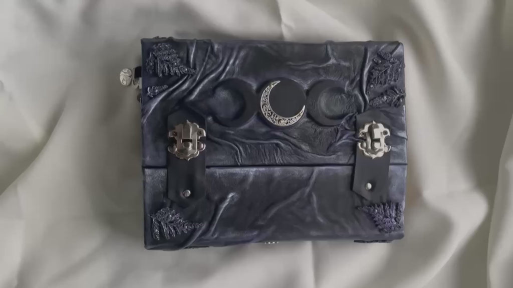 Lilac Fern Grimoire – Handcrafted Leather Spellbook with Triple Moon