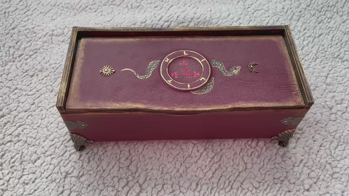 Lilith Grimoire Box - Handmade Leather Gothic Keepsake Box with Snake