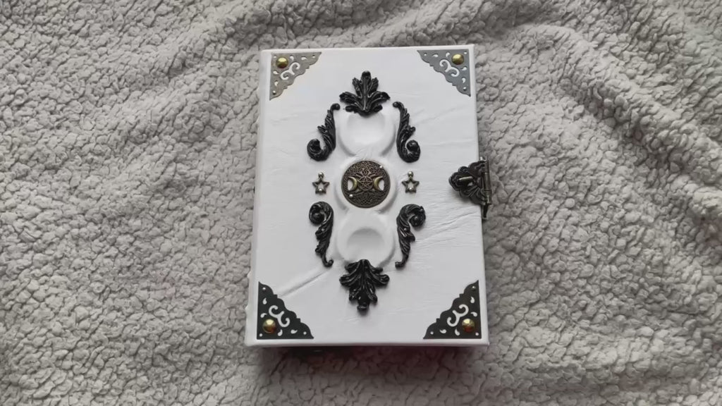 Handmade Grimoire White Moon – A Mystical Book for Luminous Souls