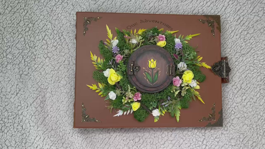 Personalized Memory Album Binder with Secret Ring Box, Handmade Leather Photo Album, Proposal Scrapbook