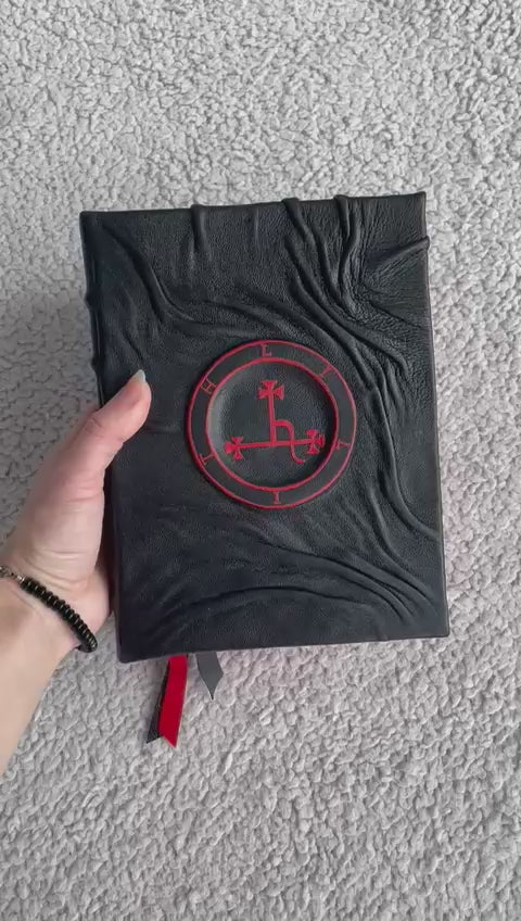 Lilith Sigil Grimoire • A5 Black Leather Spellbook • Handmade Witchcraft Journal