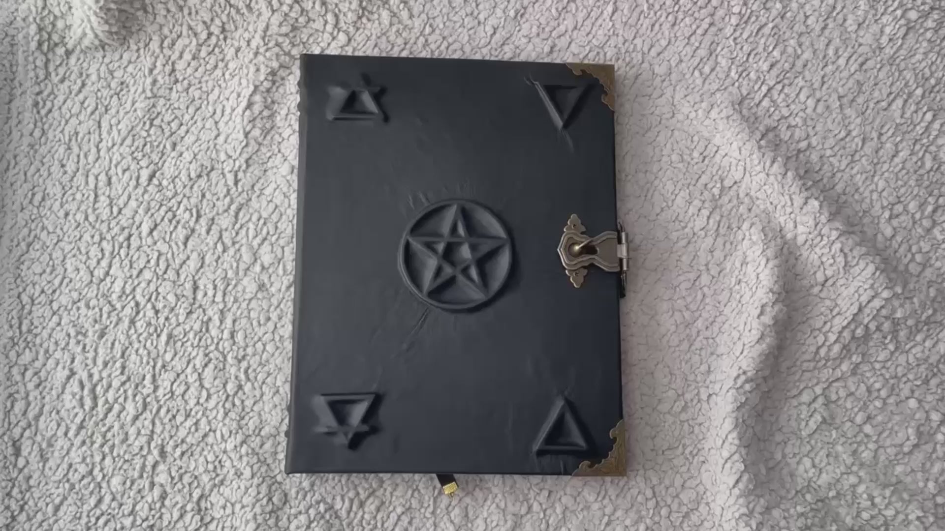 Pentagram Grimoire Binder Leather Occult Book with Elemental Symbols | Refillable Ring Grimoire