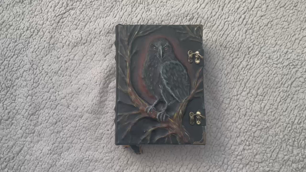 Raven Grimoire - Handmade Journal with 600 Kraft Pages