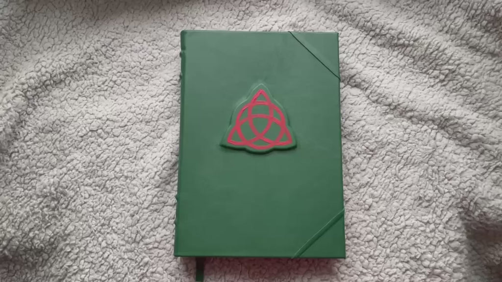 Charmed Grimoire – Handmade Leather Book of Shadows with Triquetra Symbol