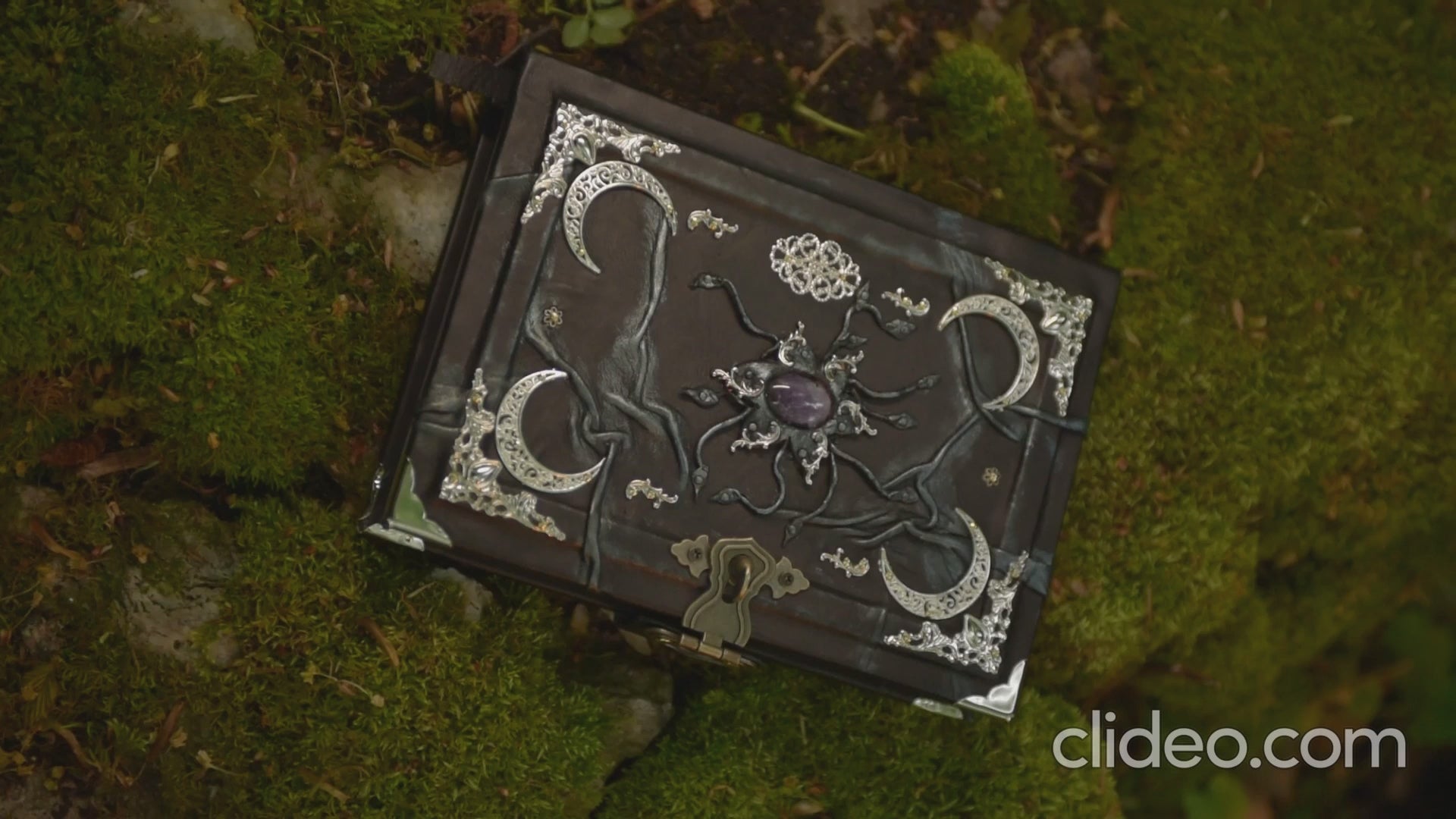 Gothic Leather Grimoire: Amethyst & Silver - Handmade Witchcraft Journal