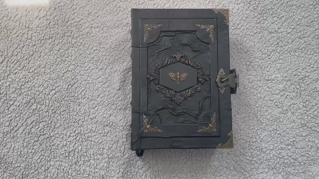 Death's Head Moth Grimoire – Handmade Gothic Journal, Watercolor Paper