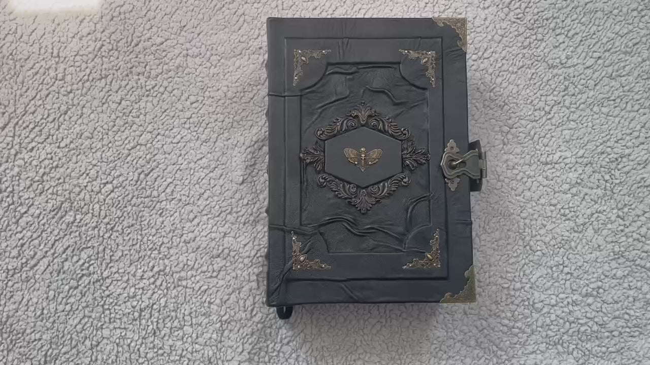 Death's Head Moth Grimoire – Handmade Gothic Journal, Watercolor Paper