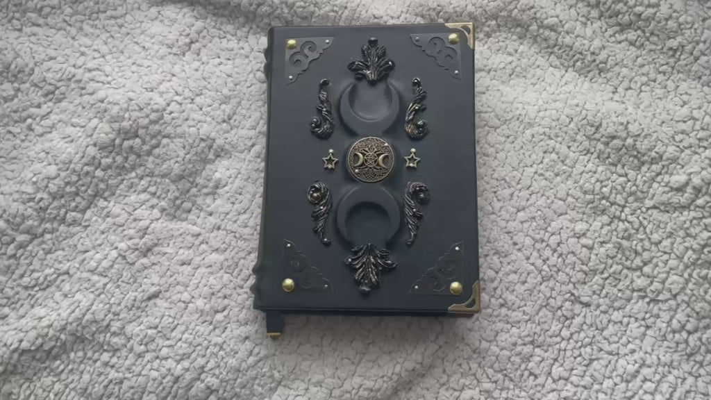 Handmade Black Moon Grimoire Leather Witchcraft Journal