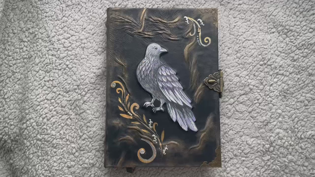 Dove Leather Journal | Handmade Grimoire | Hand Painted Notebook | Spiritual Journal | Peace Symbol Gift