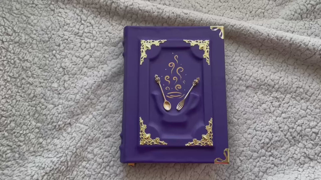 Custom Purple Leather Recipe Book – Custom Family Cookbook Journal, Handmade Heirloom Gift for Mom, Wedding or Housewarming
