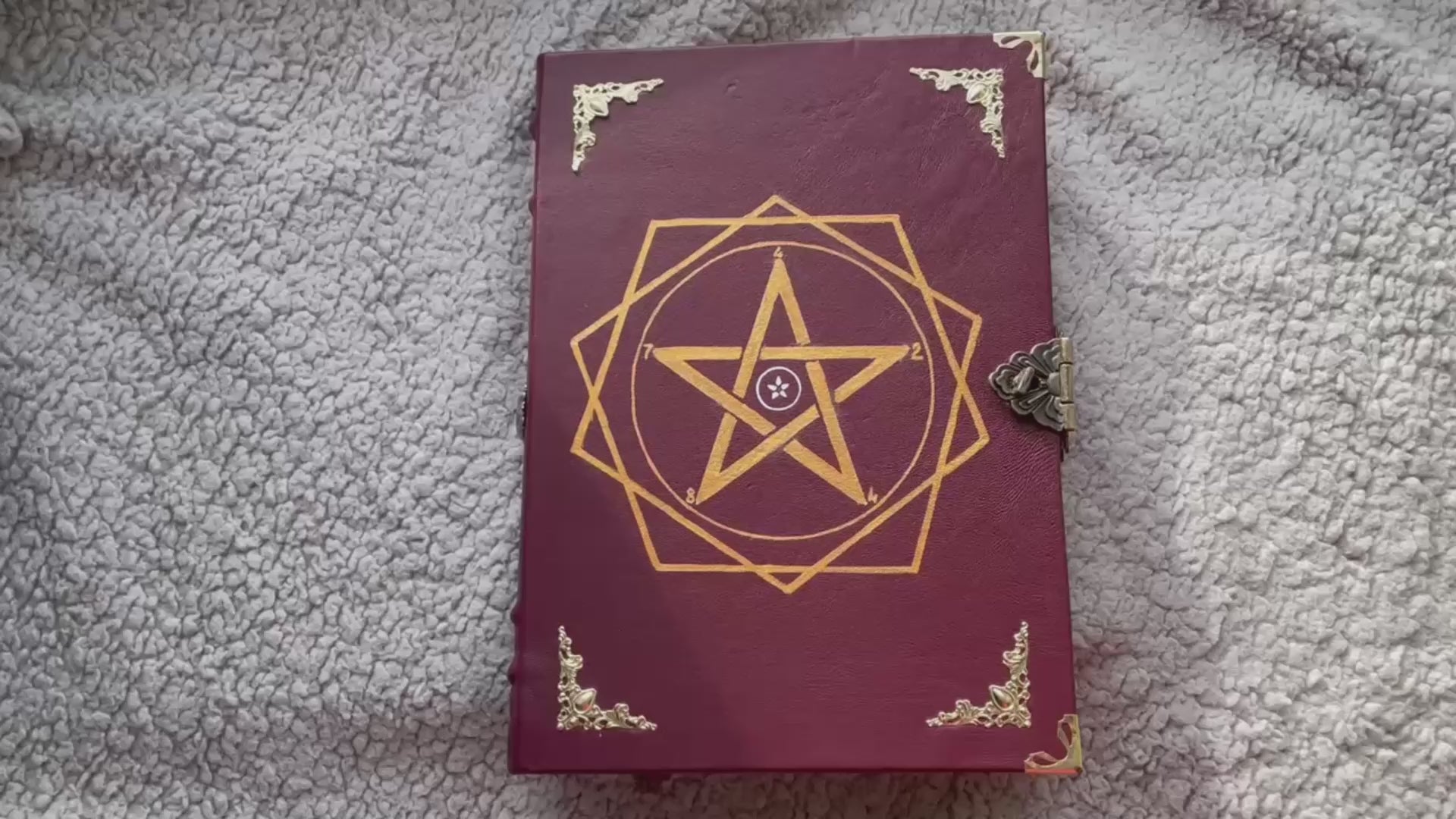 Leather Grimoire with Pentagram & Amethyst Handmade Book of Shadows | Metatron’s Cube Spellbook