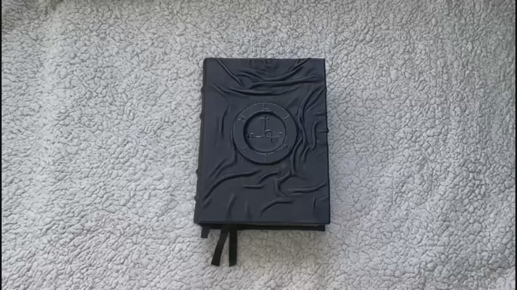 Dark Witchcraft Grimoire • Textured Black Leather • Lilith Sigil • Handmade Spellbook