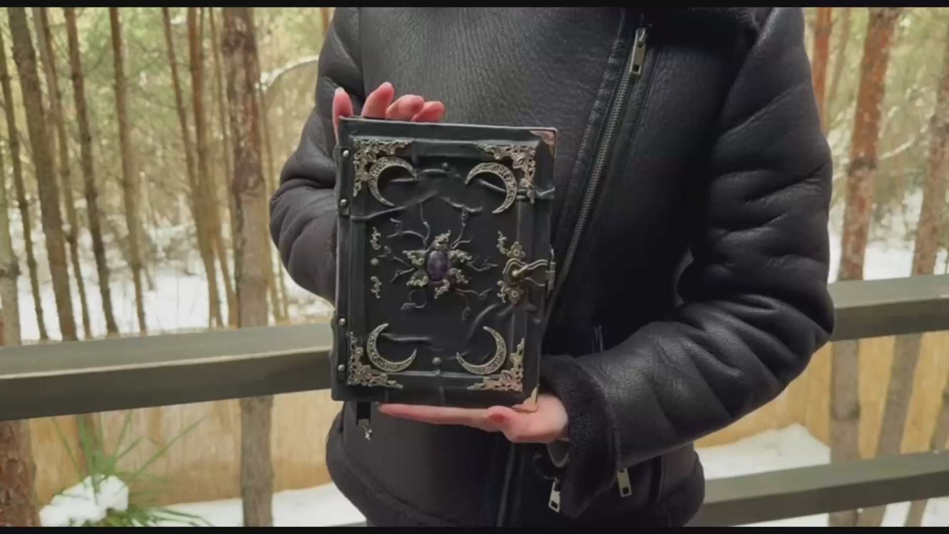 Gothic Leather Grimoire: Amethyst & Silver - Handmade Witchcraft Journal