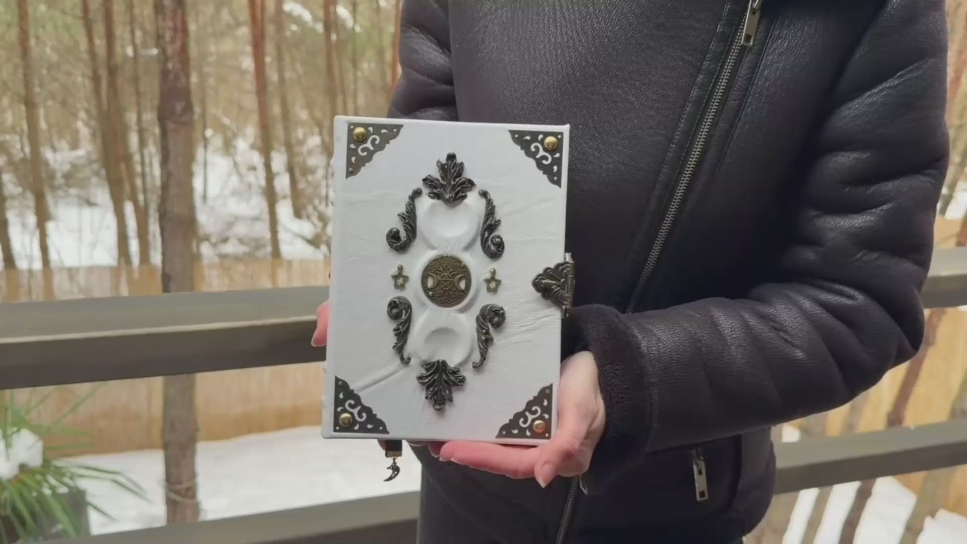 Handmade Grimoire White Moon – A Mystical Book for Luminous Souls