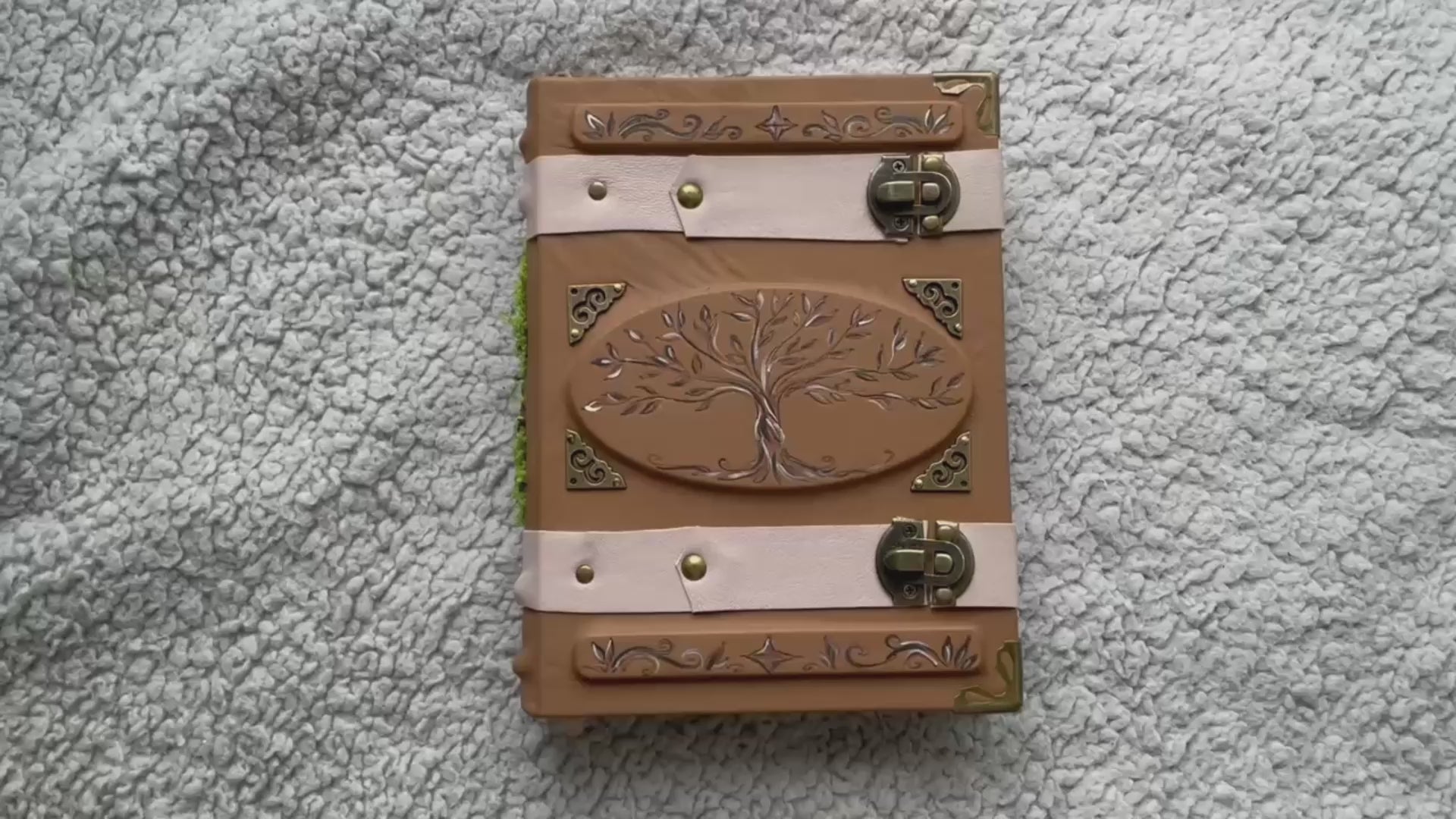 Family Tree Grimoire – Handmade Leather Journal with Woodburned Tree Design