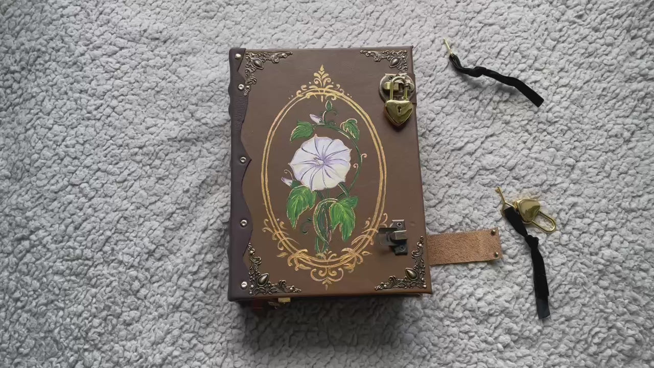 Moon Flower Grimoire, Custom Botanical Witch Journal, Lunar Spell Book, Personalized Wiccan Notebook