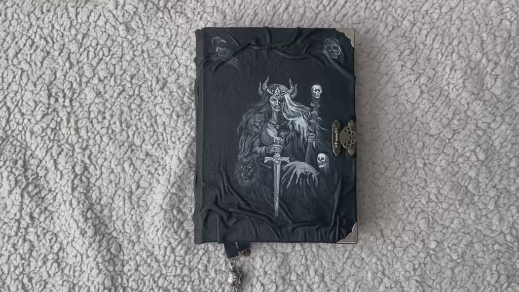 Hel Grimoire – Handmade Norse Goddess of the Dead Journal in Black Leather