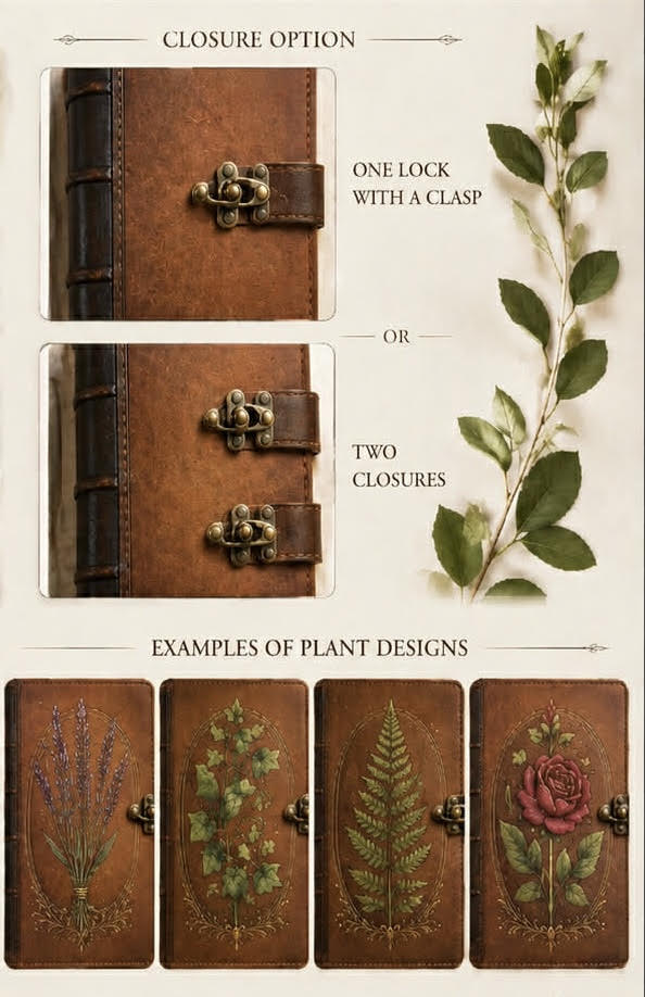 Moon Flower Grimoire, Custom Botanical Witch Journal, Lunar Spell Book, Personalized Wiccan Notebook